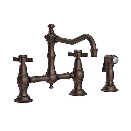 Newport Brass Kitchen Bridge Faucet With Side Spray in English Bronze 945-1-07